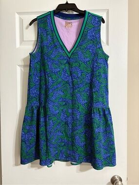 Emily McCarthy Sport Blue Green Athletic Dress size large animal print